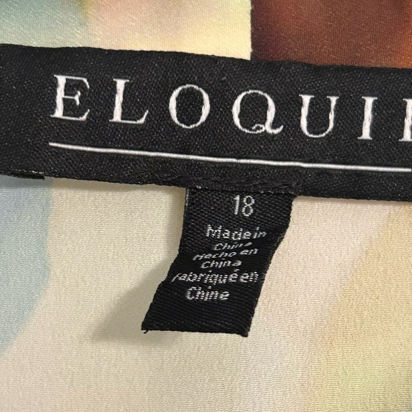 NWT Eloquii Multi Floral Watercolor Print Bow Tie Blouse Size 18 - Picture 3 of 13